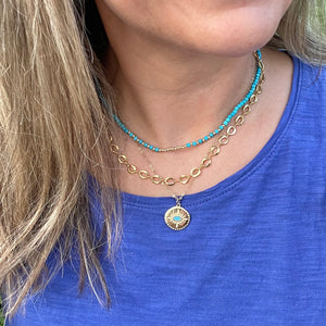 Evil Eye Blue Medallion Necklace