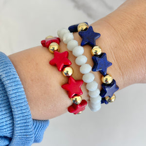 Howlite Star Bracelet - Red