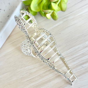 Rhinestone Bow Claw Clip