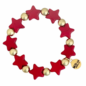 Howlite Star Bracelet - Red