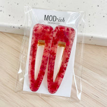 Load image into Gallery viewer, Red Confetti Alligator Clip Set
