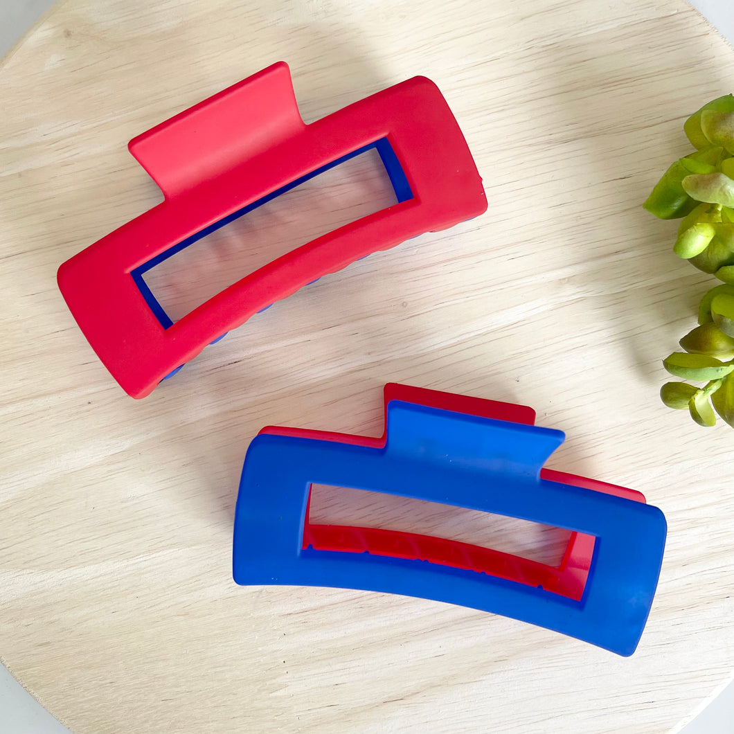 Two Tone Claw Clip - Red & Blue