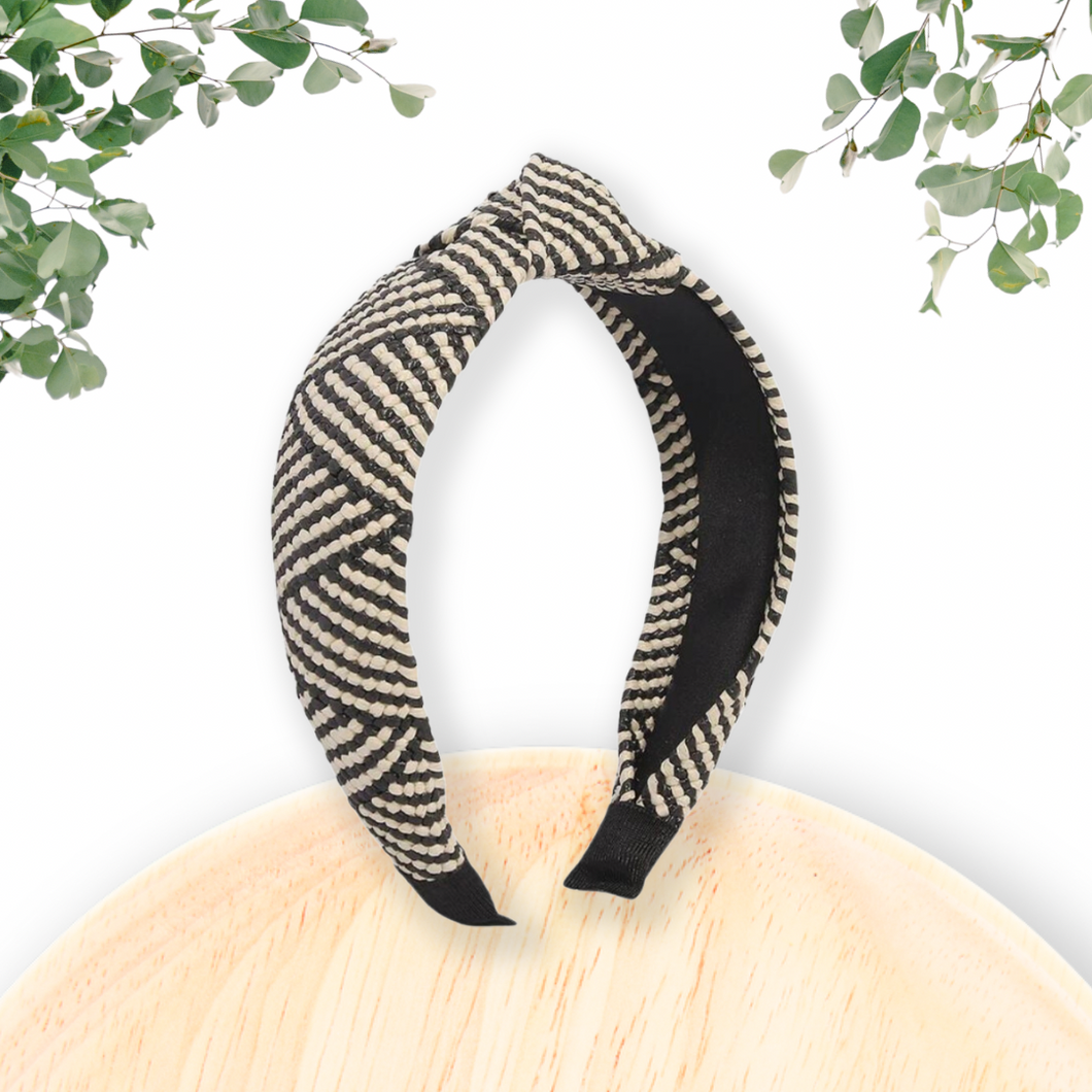 Rattan Woven Headband - Black & White