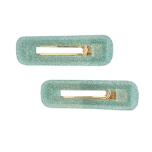 Load image into Gallery viewer, Mint Glitter Crocodile Clip Set
