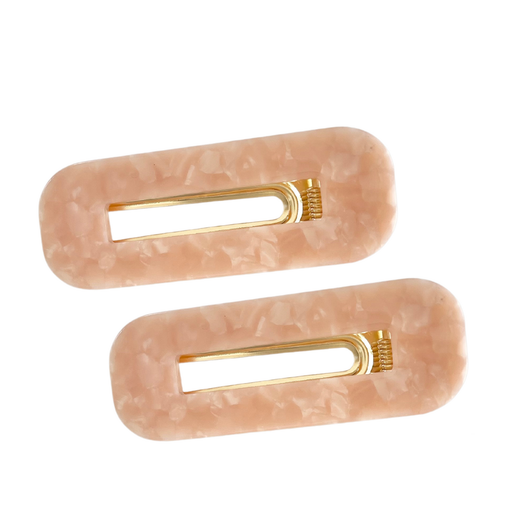 Pink Marble Crocodile Clip Set