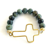Load image into Gallery viewer, Hollow Cross Bracelet in African Turquoise
